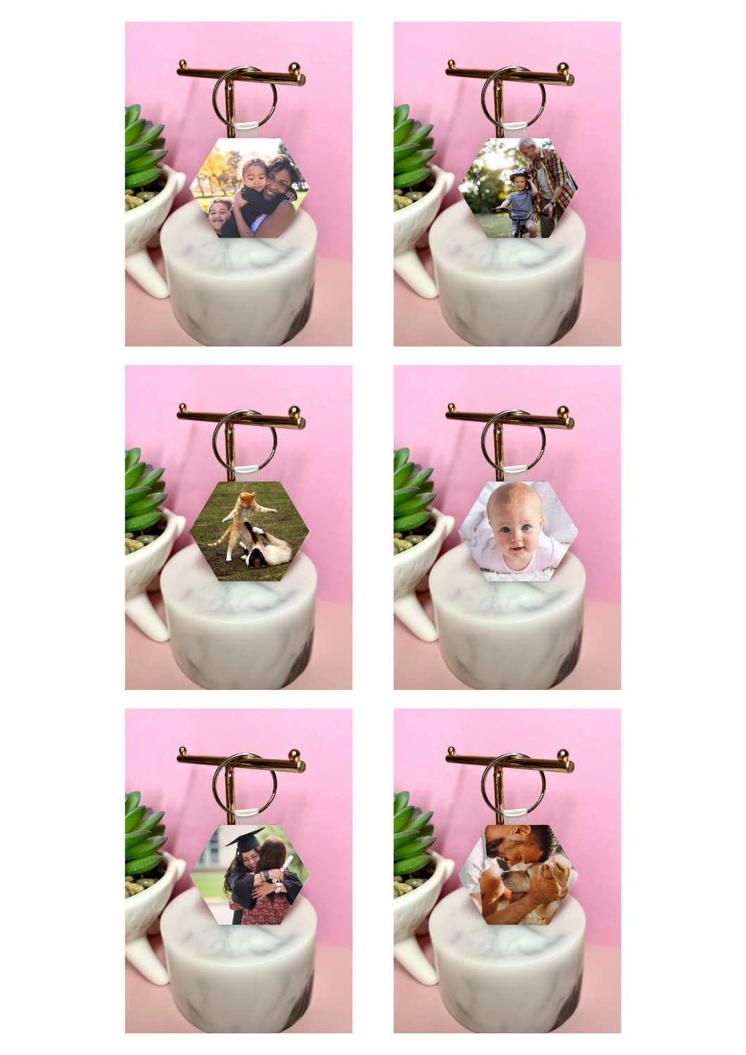 Key Ring Hexagonal-Shaped - Double-Sided