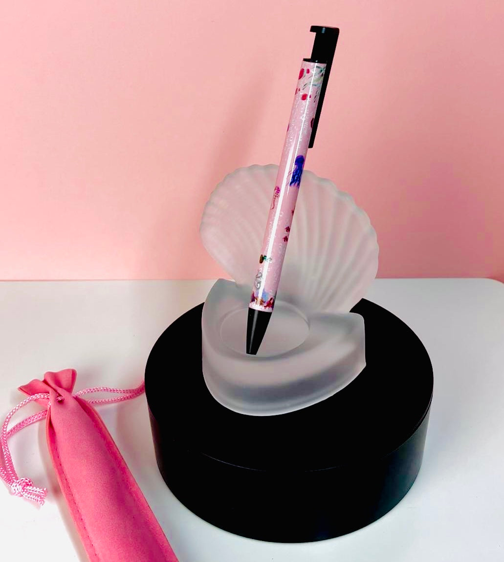 Ballpoint Pen Aquatic Pink Themed - Black Ink