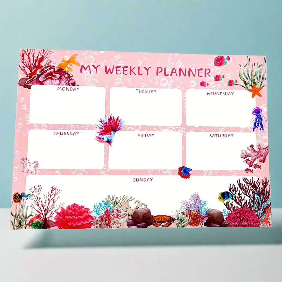 Weekly Agenda Aquatic Pink Themed Design 120gsm