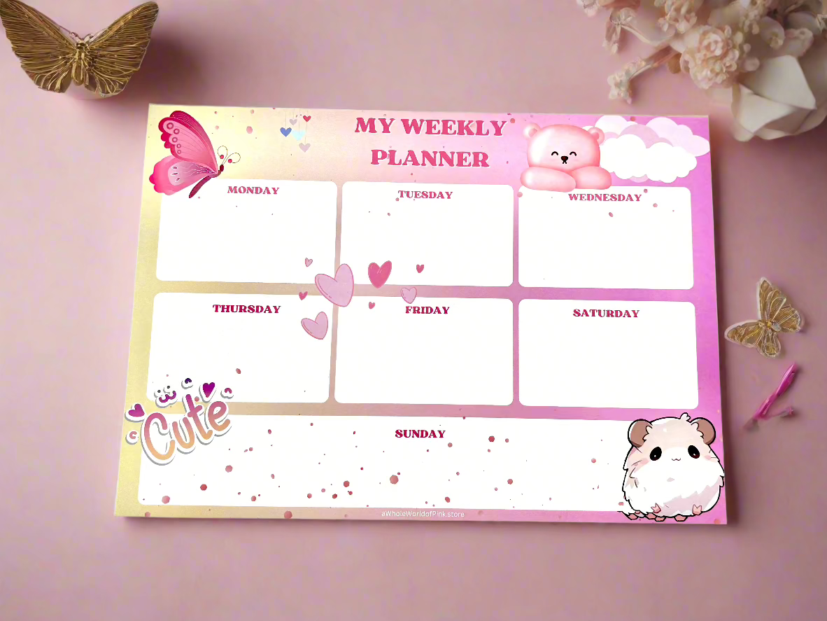 Weekly Agenda Heavenly Pink Themed Design 120gsm
