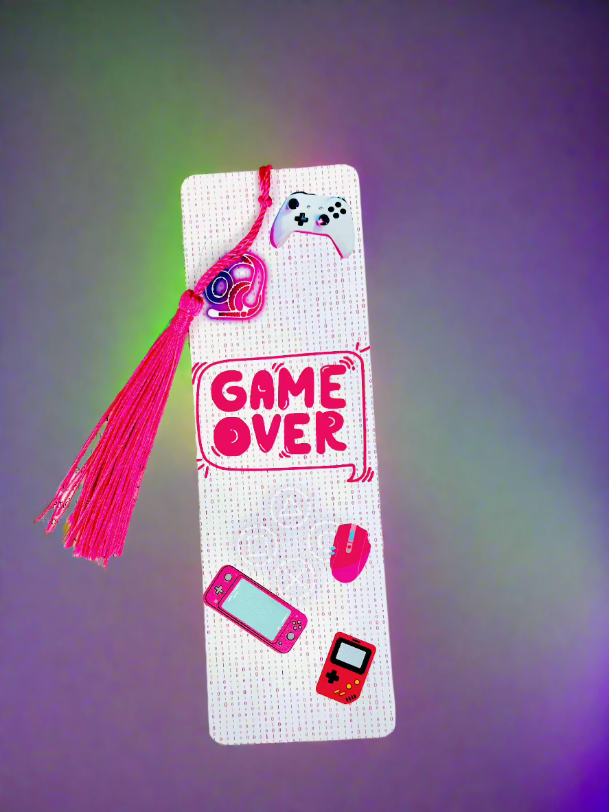 Tassel Bookmark Ready Player Pink Themed 300gsm