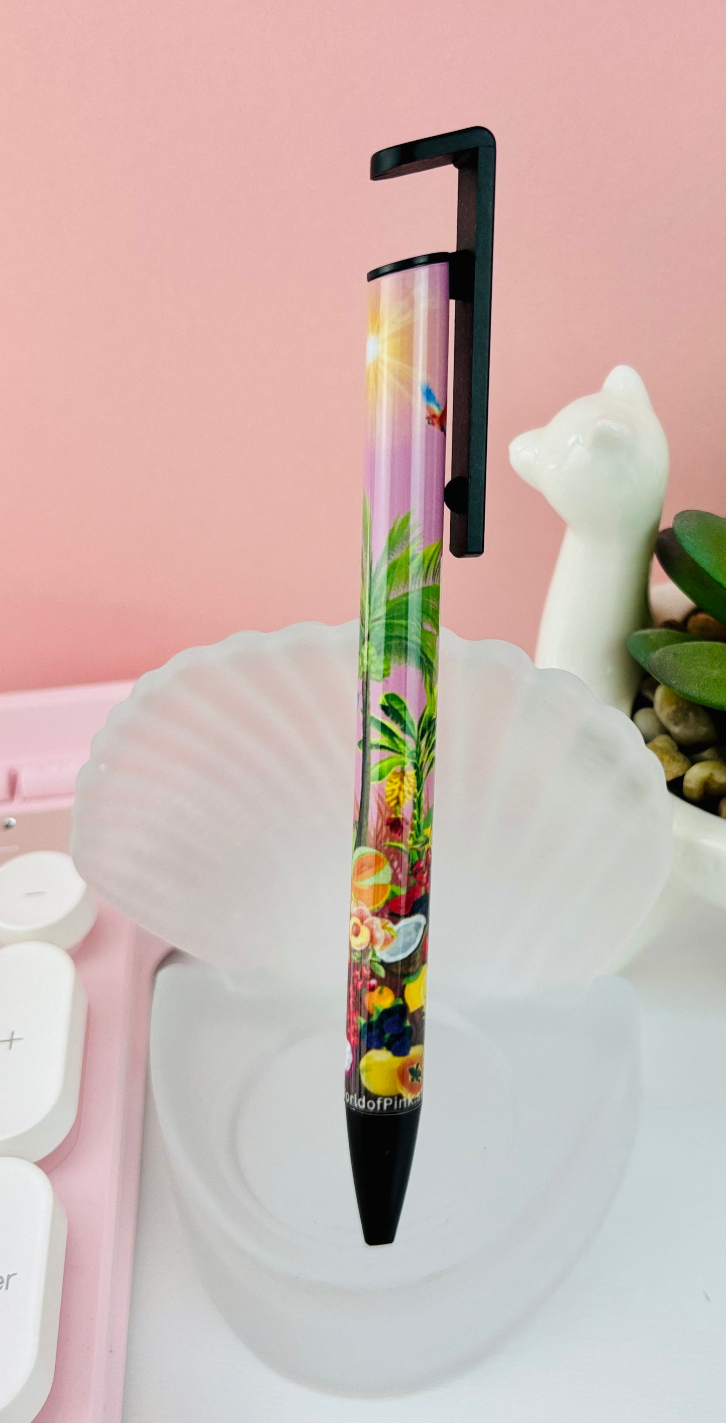Ballpoint Pen Tropically Pink Themed - Black Ink