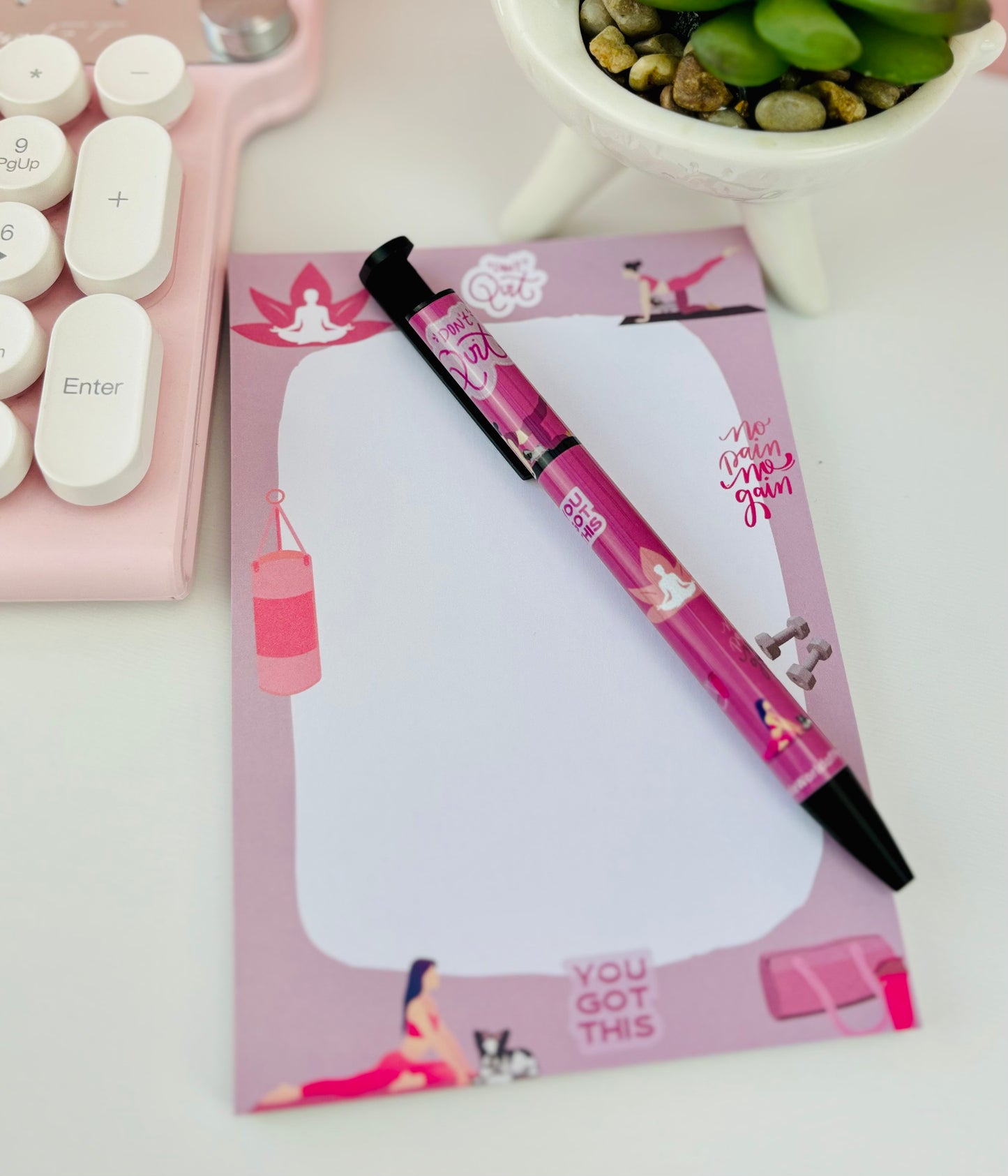 Ballpoint Pen Pink Serenity Themed - Black Ink