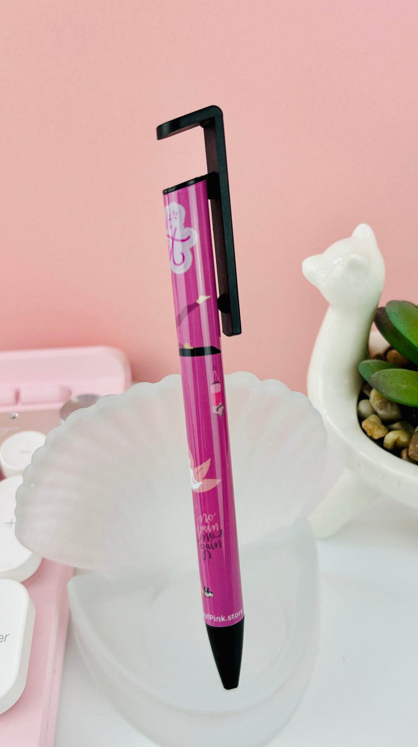 Ballpoint Pen Pink Serenity Themed - Black Ink