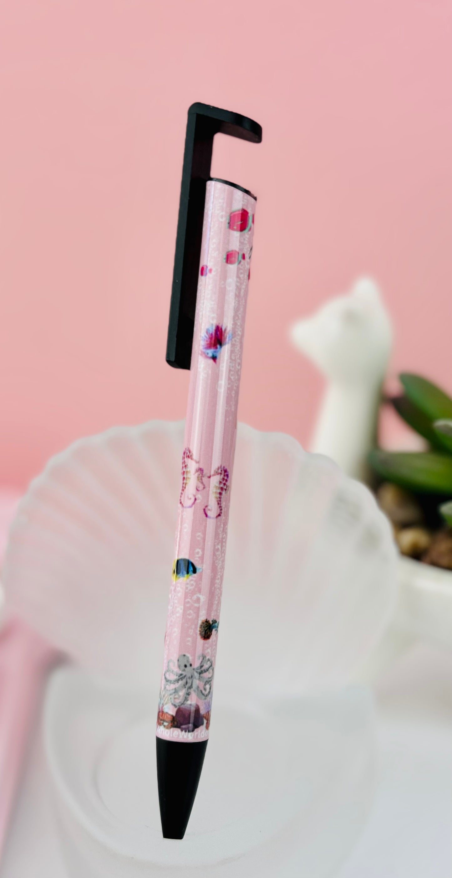 Ballpoint Pen Aquatic Pink Themed - Black Ink