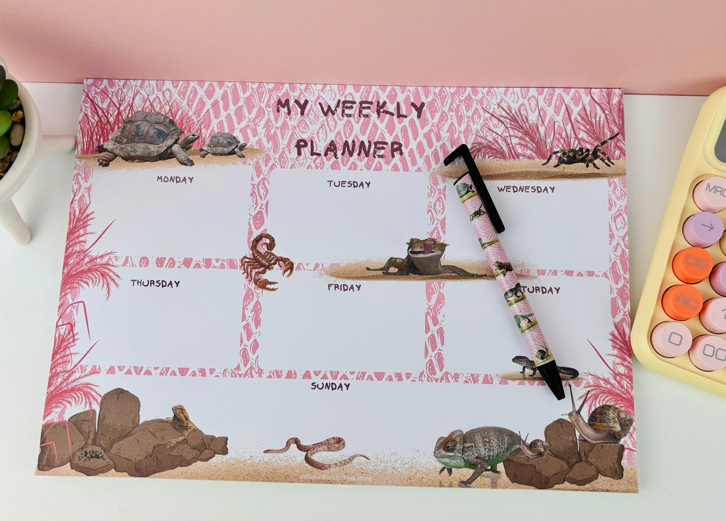 Weekly Agenda Pink Terrarium Themed Design 120gsm