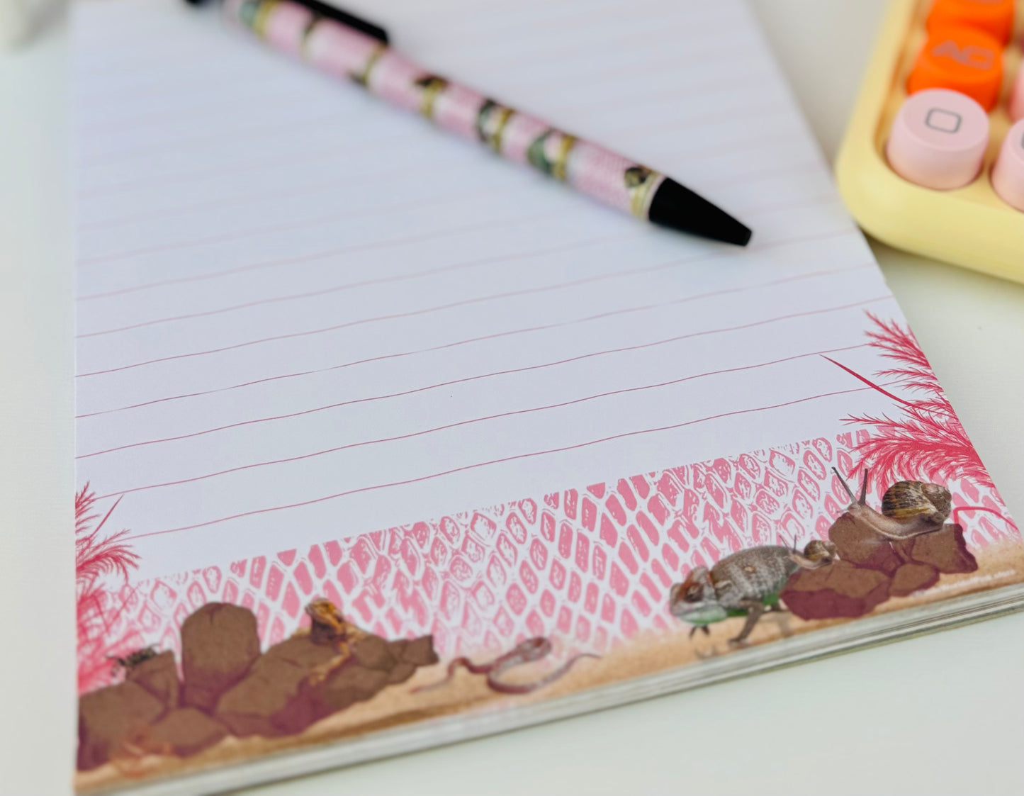 A5 Lined Note Pad Pink Terrarium Themed 50 Pages 120gsm