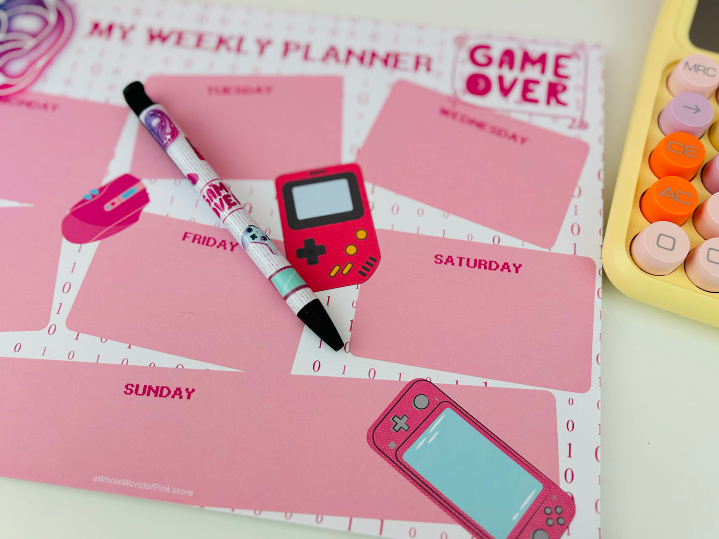 Weekly Agenda Ready Player Pink Themed Design 120gsm