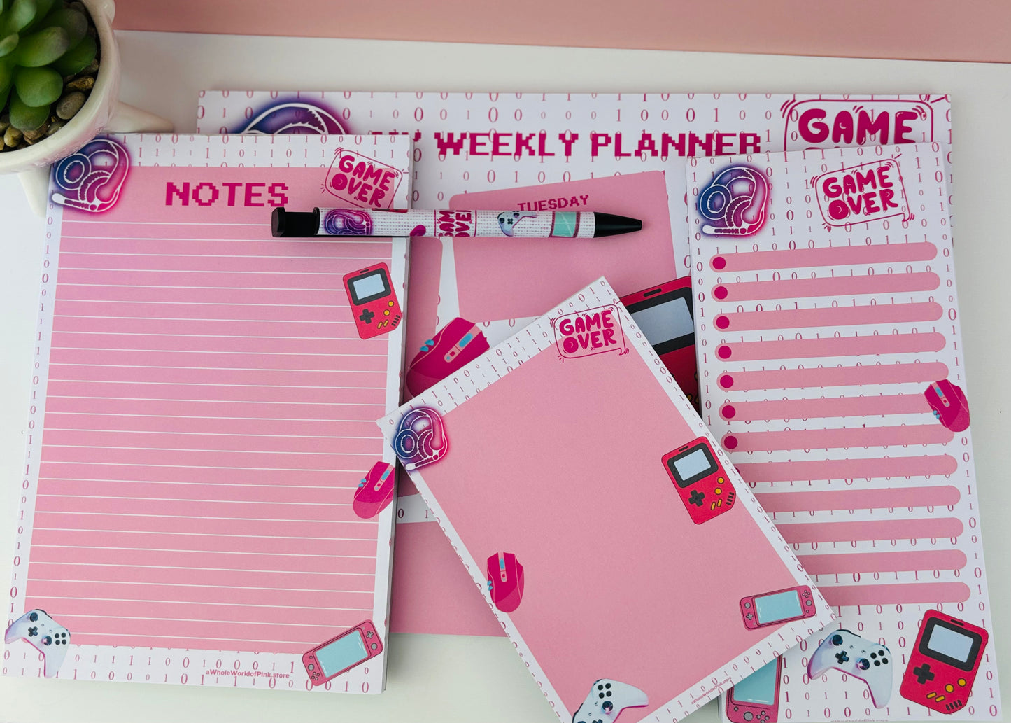 A6 Memo-Pad Ready Player Pink Themed 50pages 120gsm