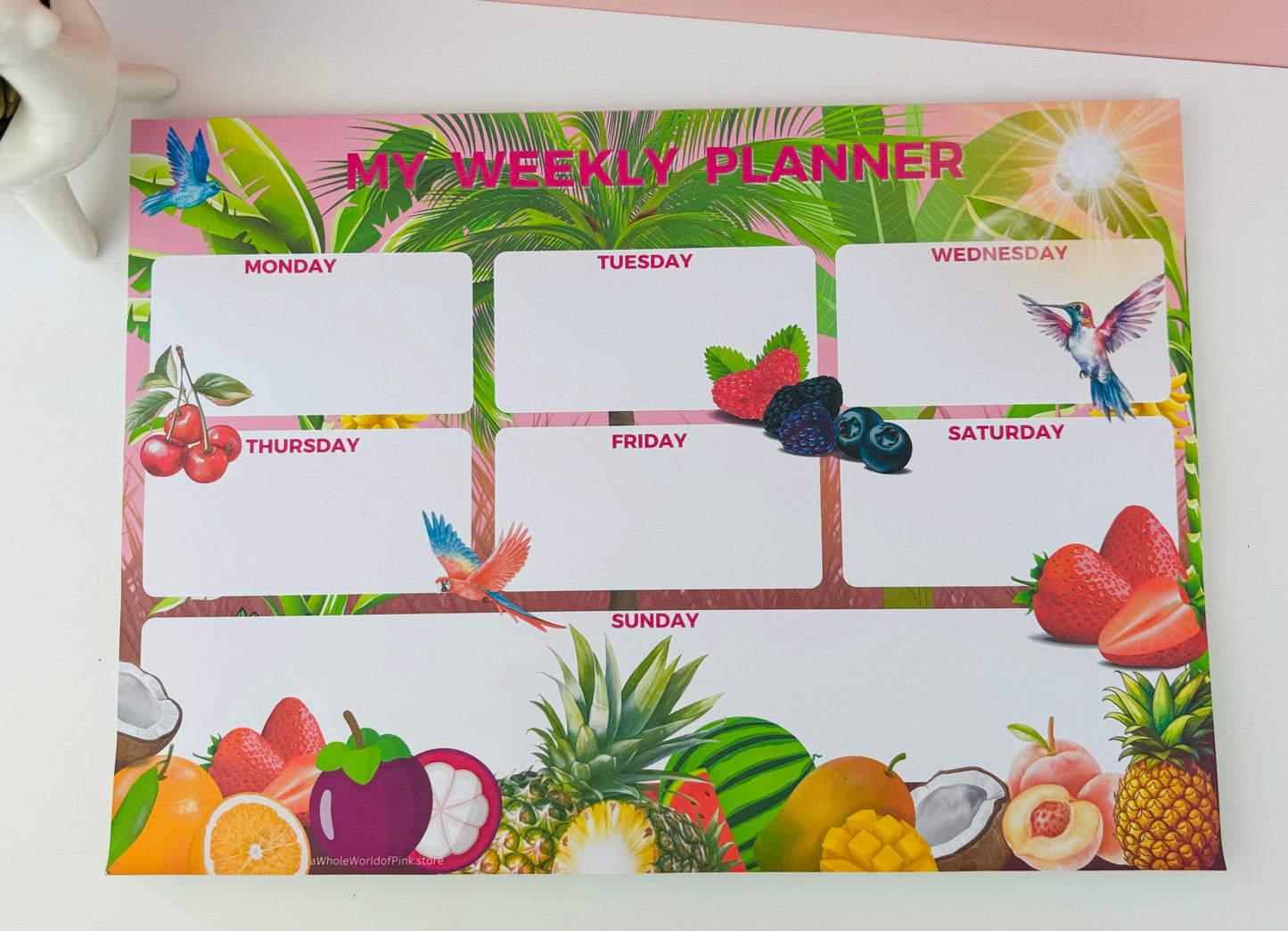 Weekly Agenda Tropically Pink Themed Design 120gsm