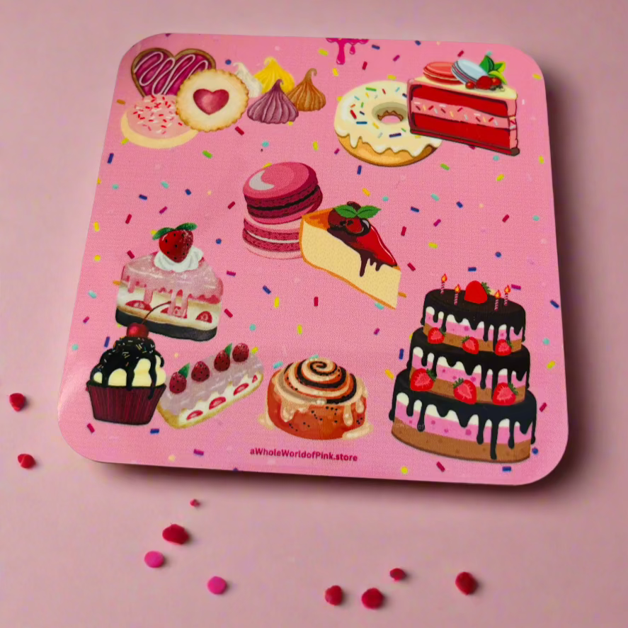 Corked-Backed Coasters Pink Patisserie Themed