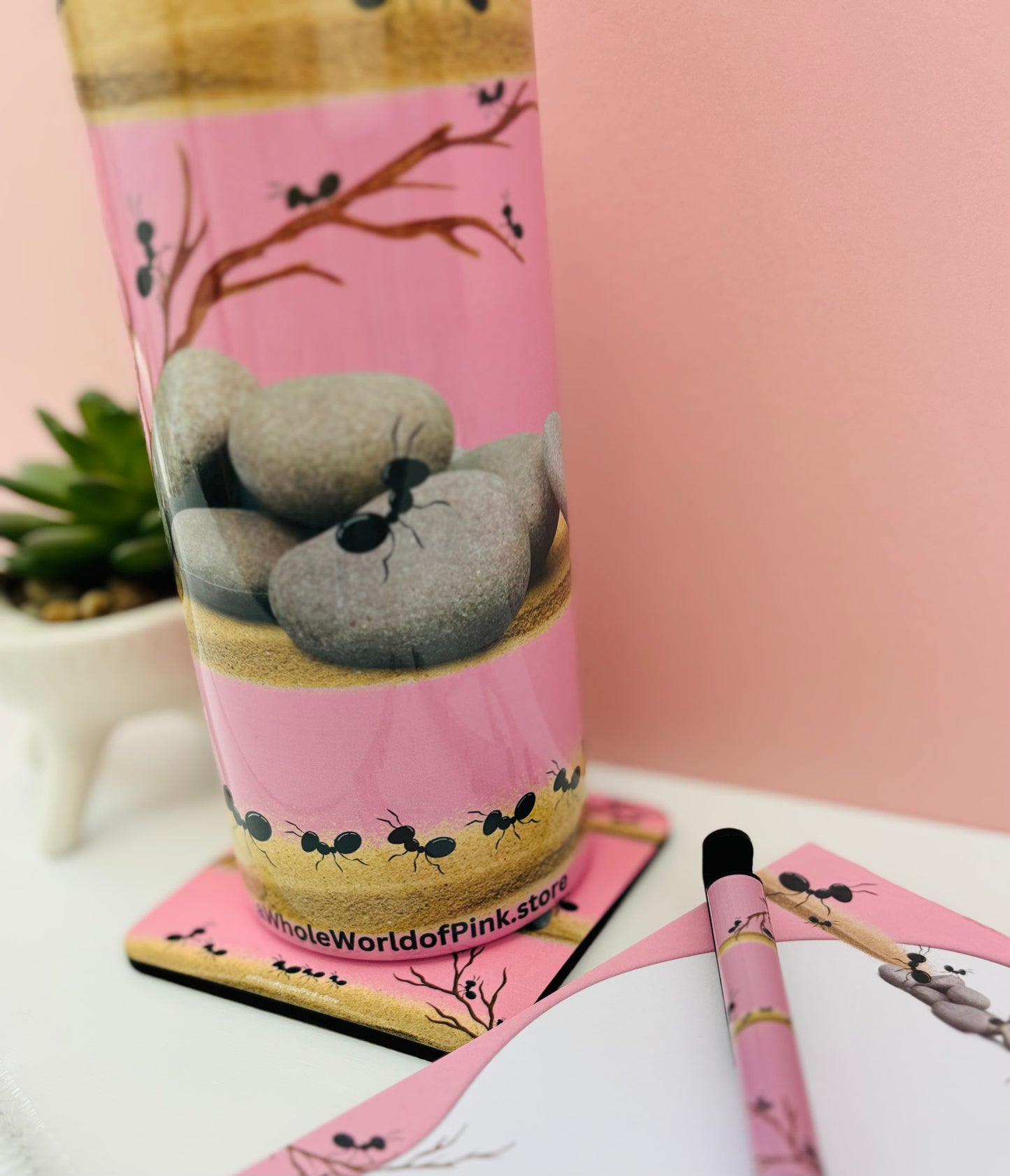Corked-Backed Coasters Marching Pink by Pink Themed