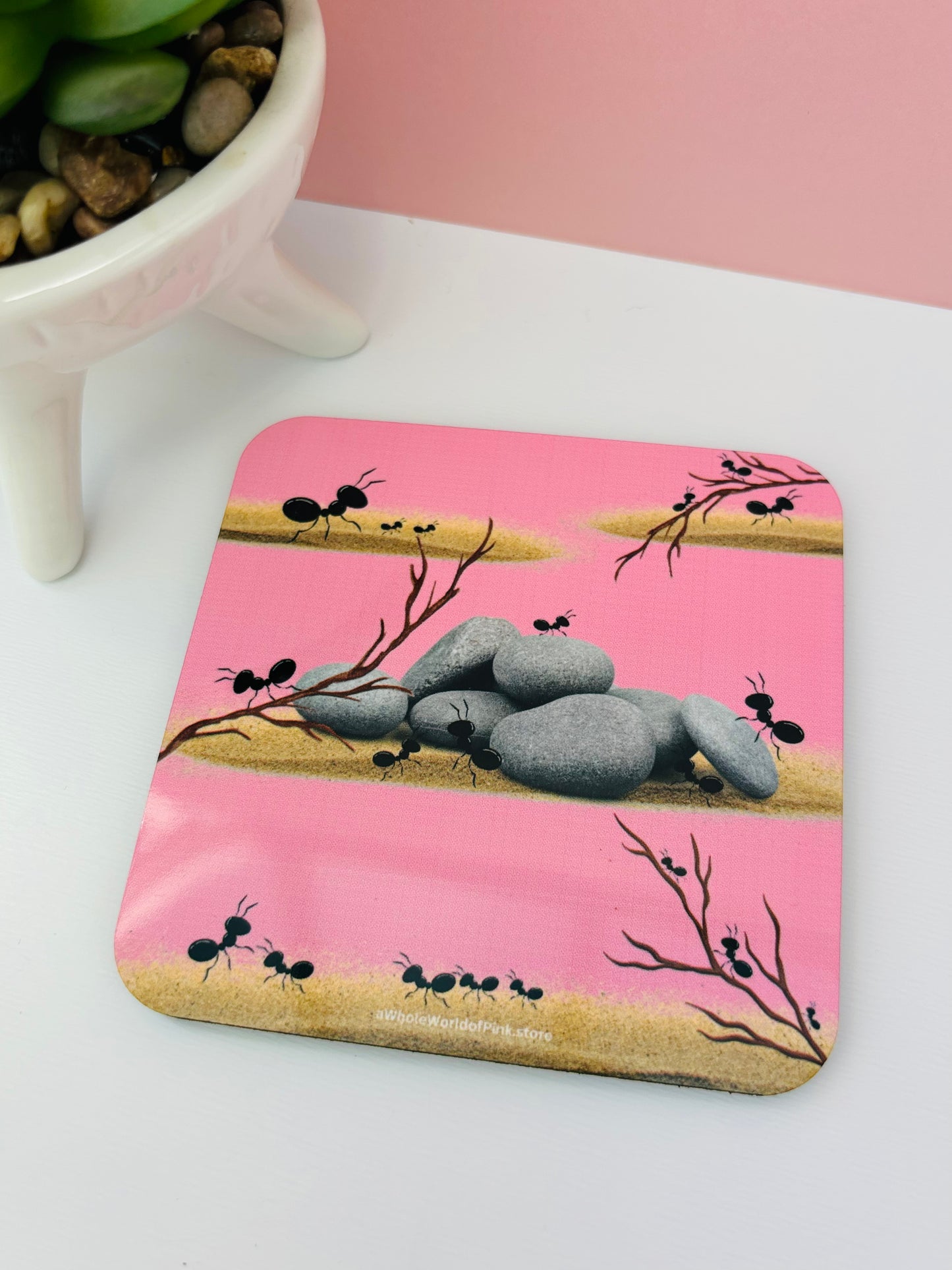Corked-Backed Coasters Marching Pink by Pink Themed