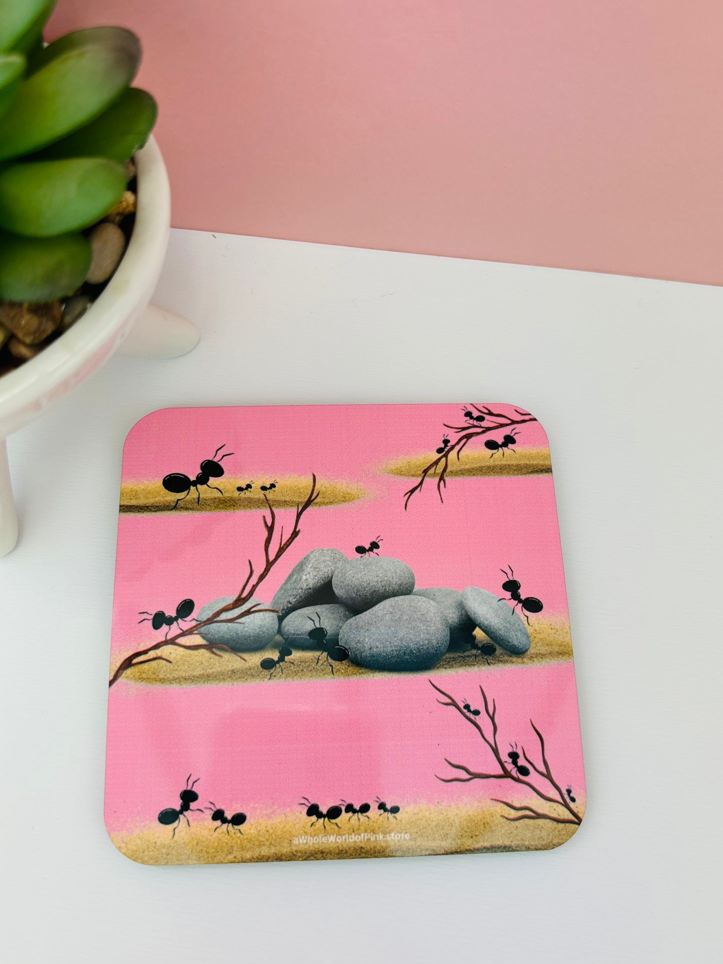 Corked-Backed Coasters Marching Pink by Pink Themed