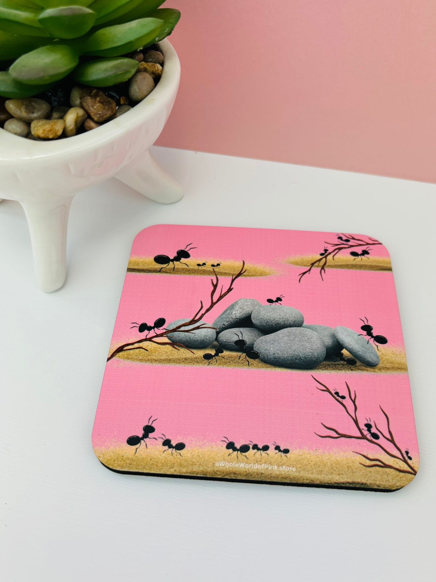 Corked-Backed Coasters Marching Pink by Pink Themed