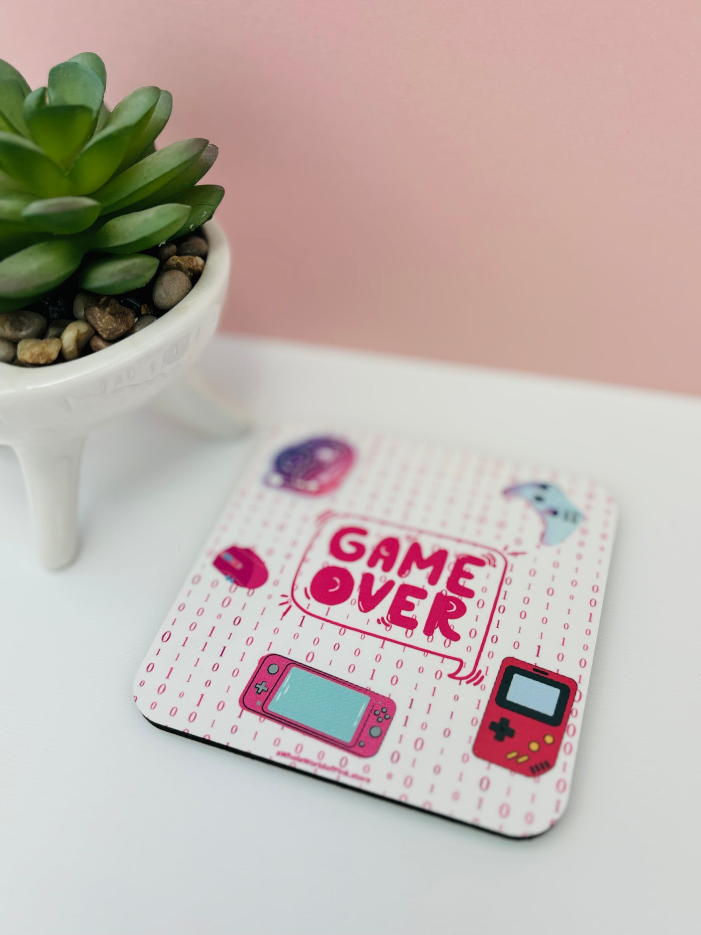 Corked-Backed Coasters Ready Player Pink Themed