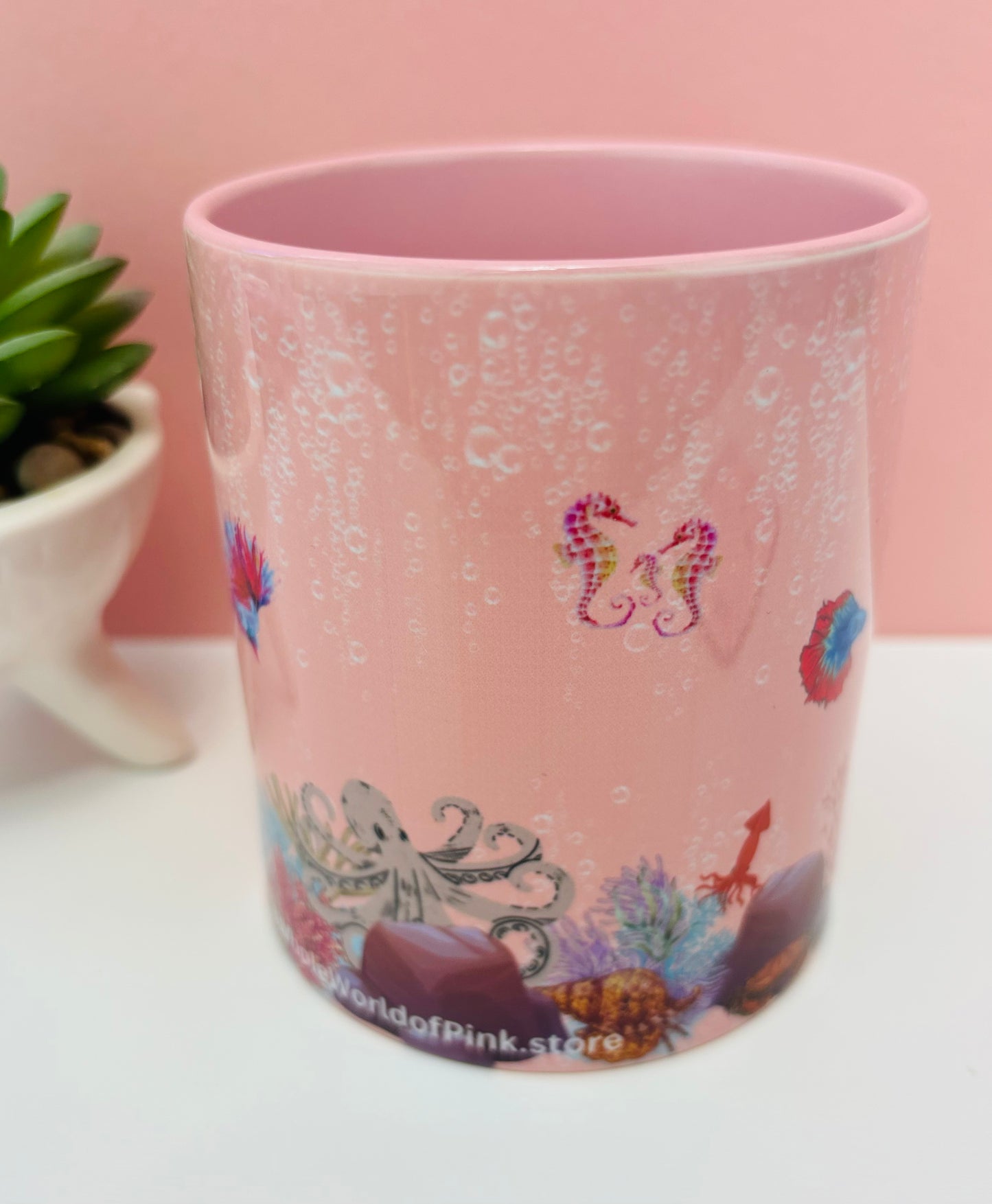 Ceramic Mugs Aquatic Pink Themed