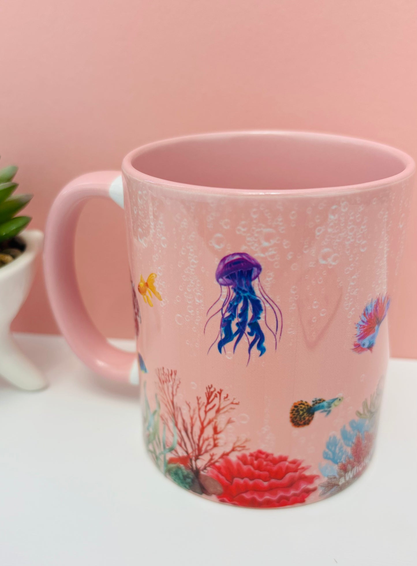 Ceramic Mugs Aquatic Pink Themed