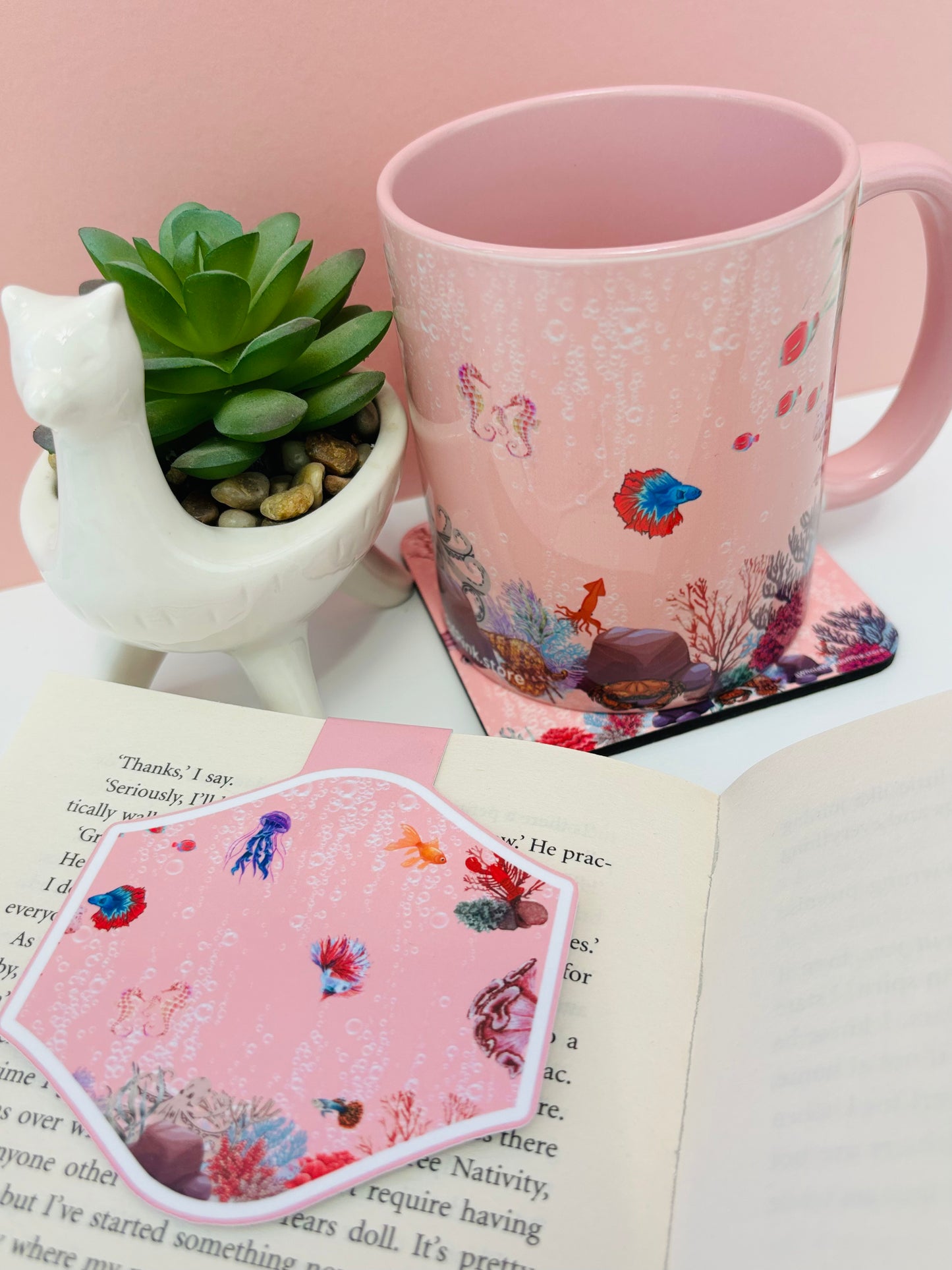 Ceramic Mugs Aquatic Pink Themed