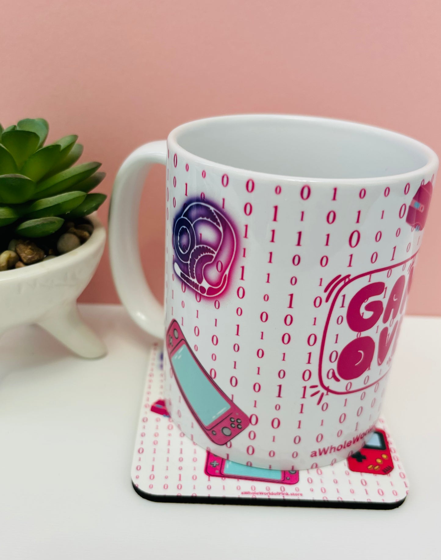 Corked-Backed Coasters Ready Player Pink Themed