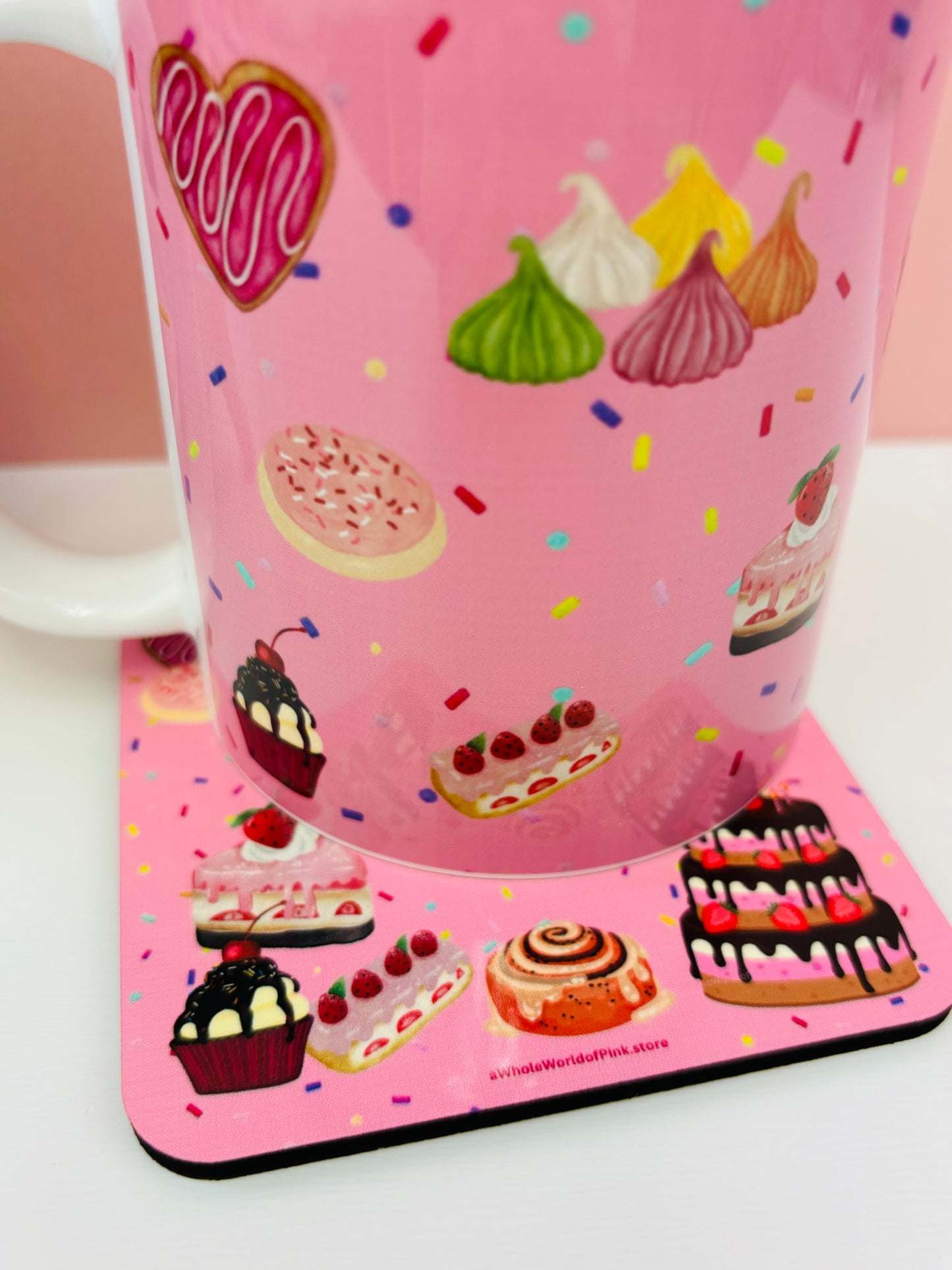 Corked-Backed Coasters Pink Patisserie Themed