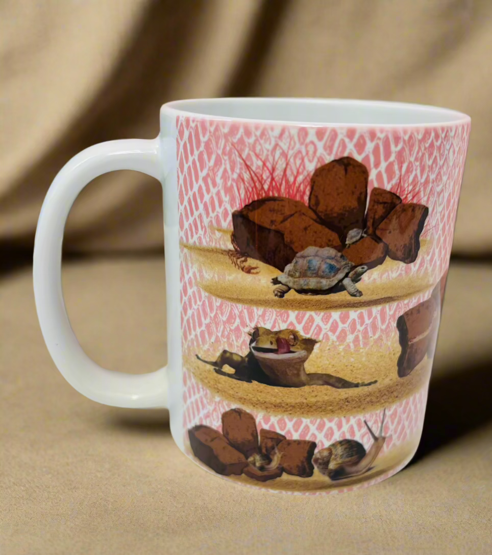 Ceramic Mugs Pink Terrarium Themed