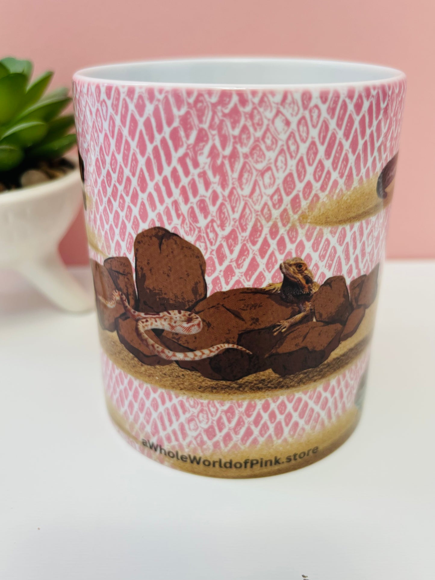 Ceramic Mugs Pink Terrarium Themed