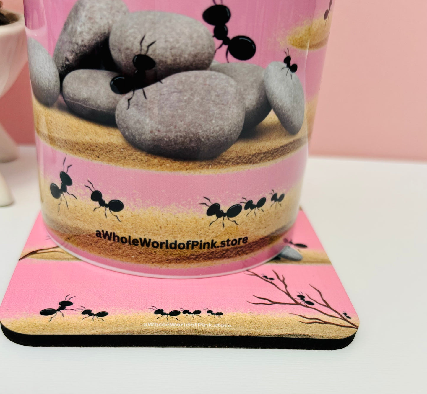 Corked-Backed Coasters Marching Pink by Pink Themed