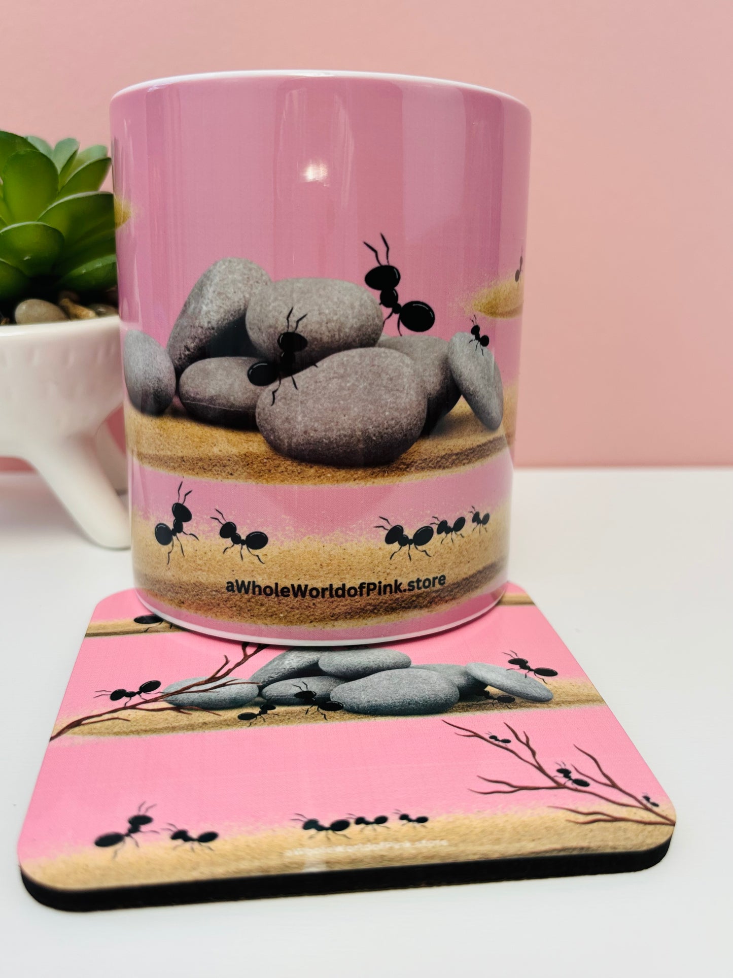 Ceramic Mugs Marching Pink by Pink Themed
