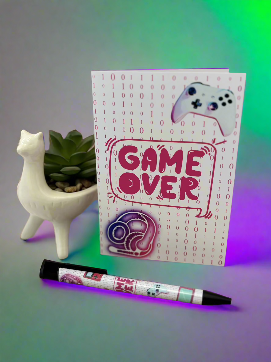 Greeting Card Ready Player Pink Themed 300gsm Paper