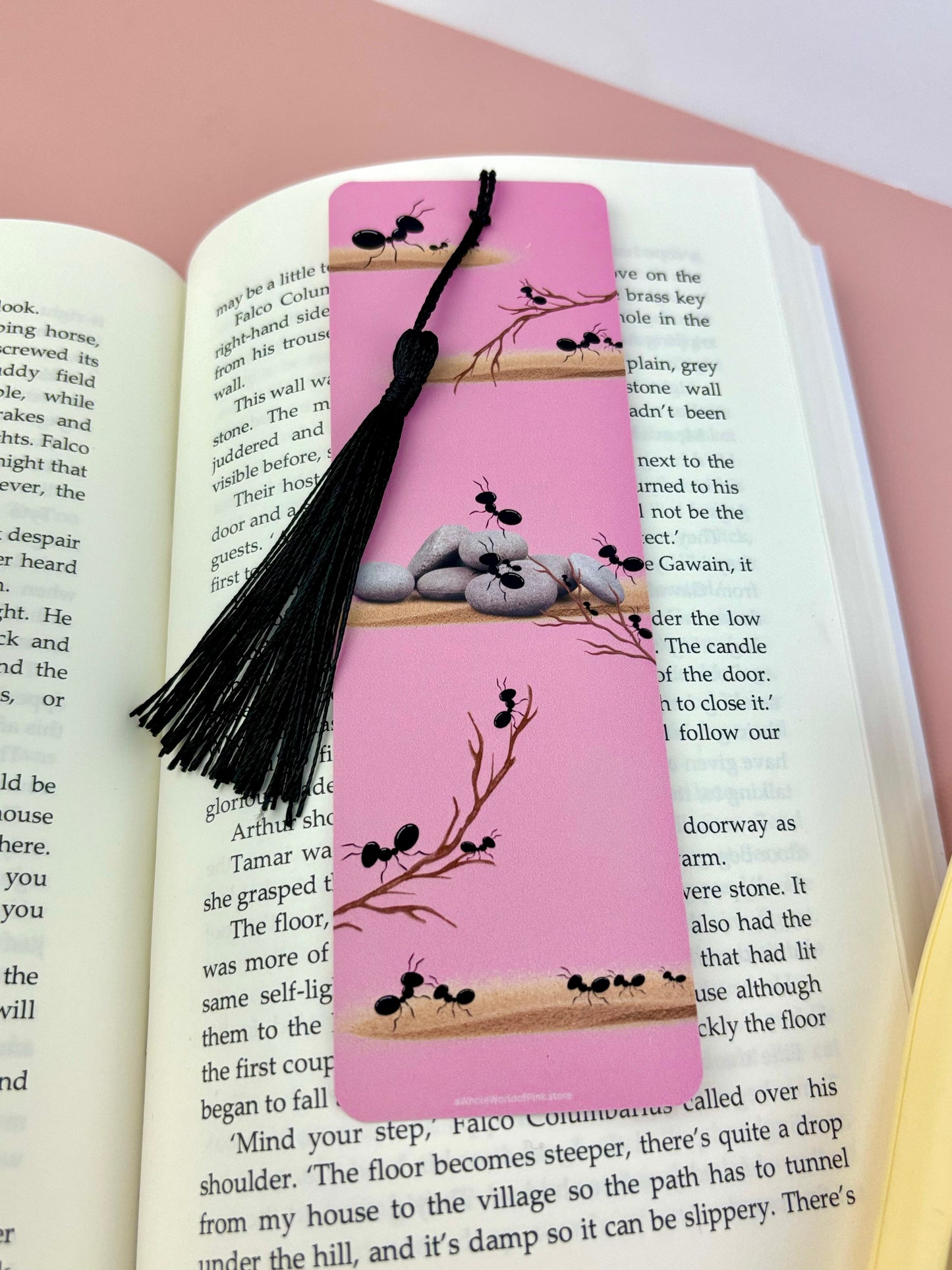Tassel Bookmark Marching Pink by Pink World Themed 300gsm