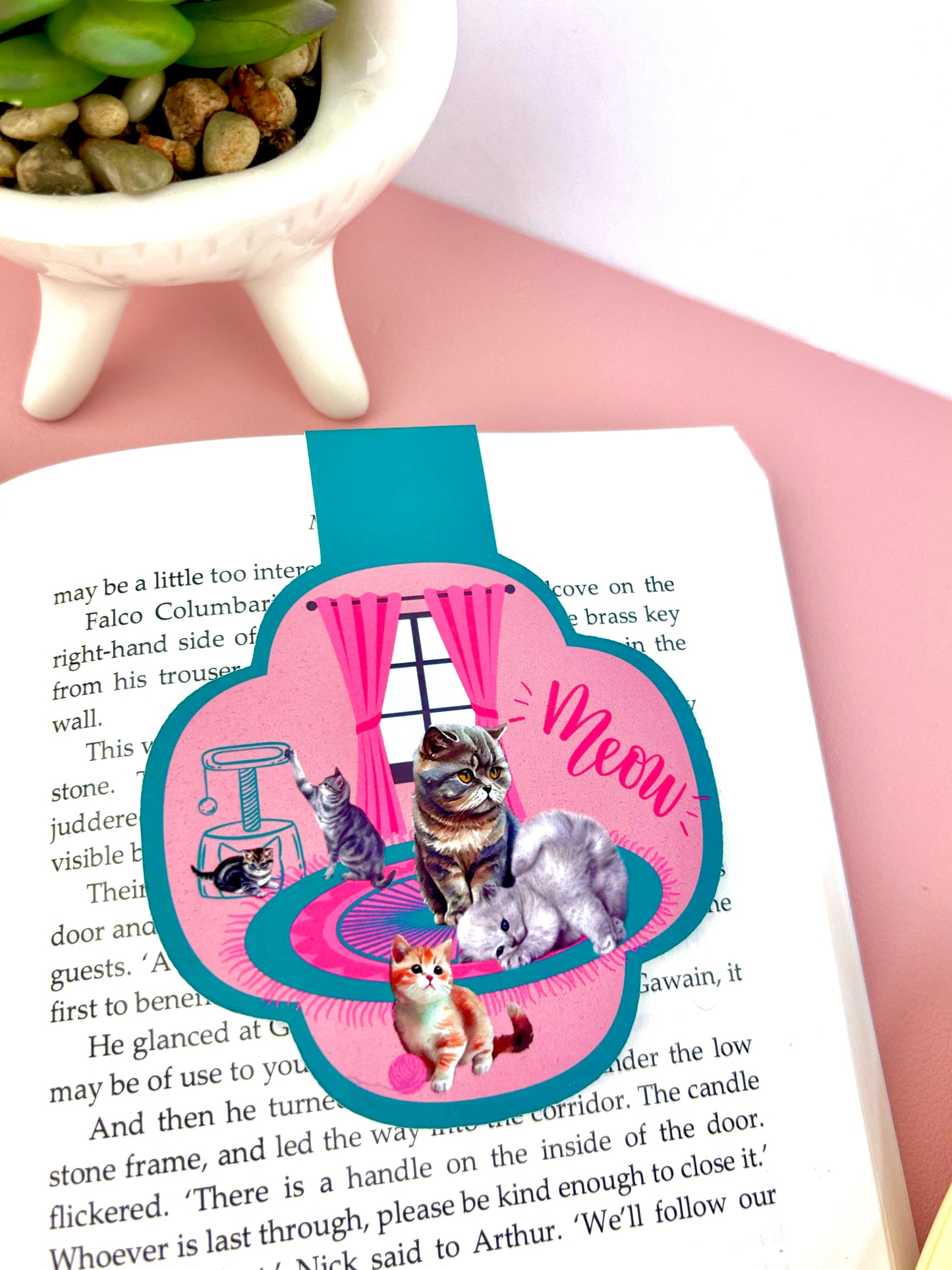 Magnetic Bookmark Purrfectly Pink Themed 300gsm