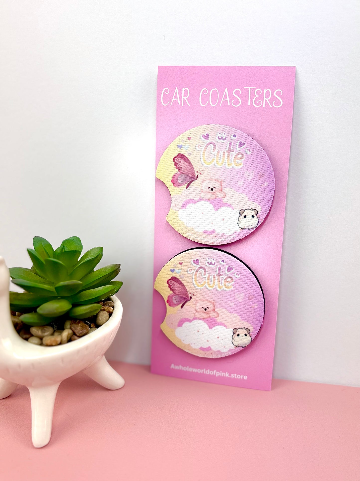 Car Coasters Heavenly Pink Themed (Pack of 2)