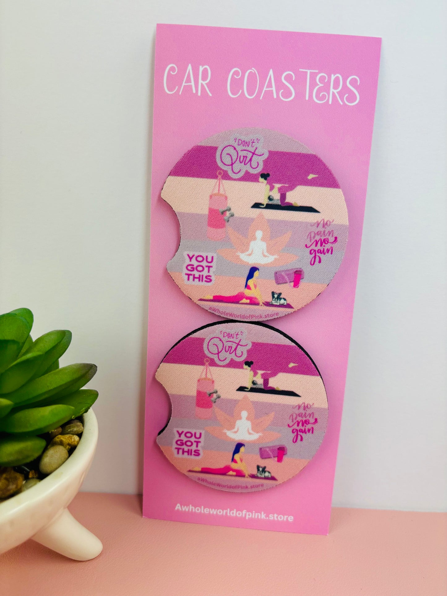 Car Coasters Pink Serenity Themed (Pack of 2)