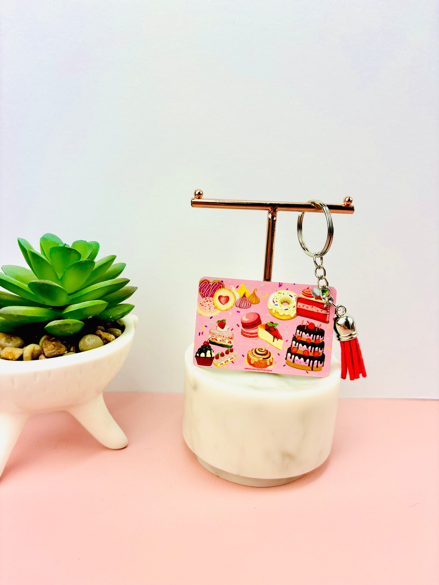 Key Ring Pink Patisserie Themed