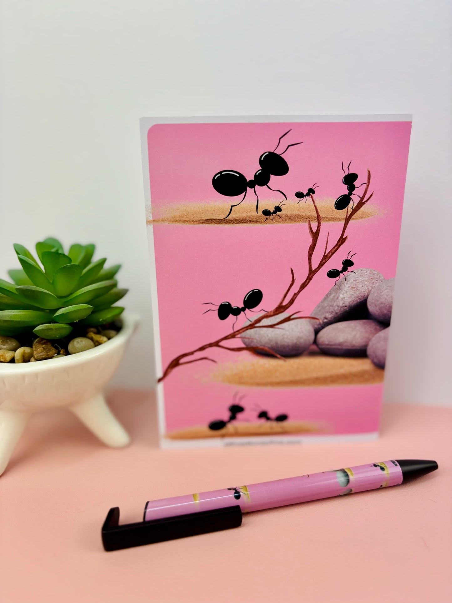 Greeting Card Marching Pink by Pink Themed 300gsm Paper