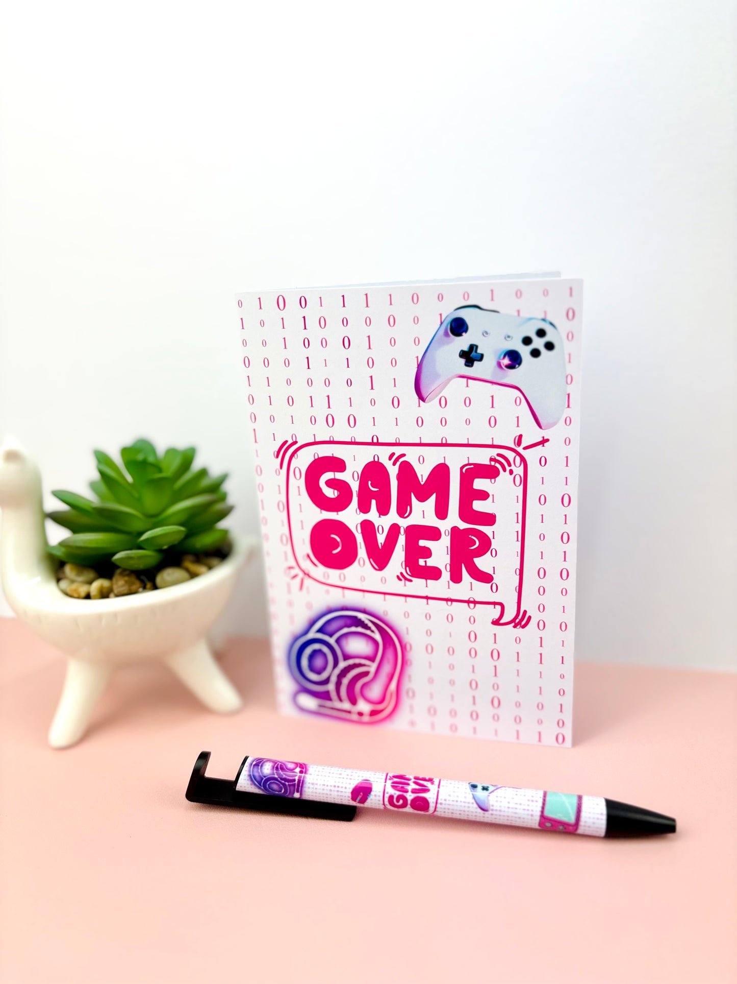 Greeting Card Ready Player Pink Themed 300gsm Paper