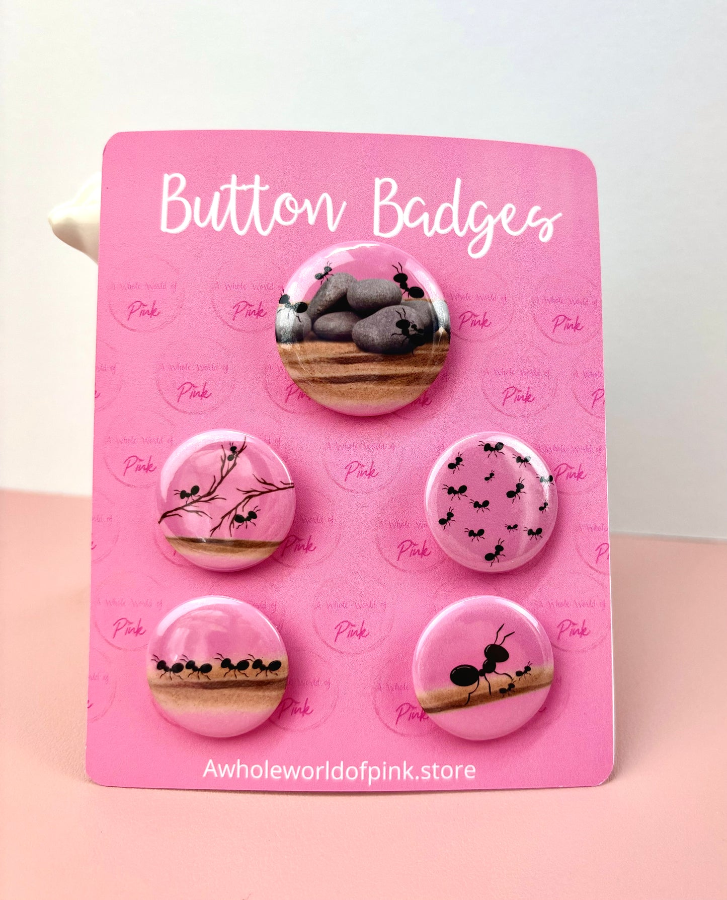 Button Badges - Packet of 5 - Marching Pink by Pink Themed