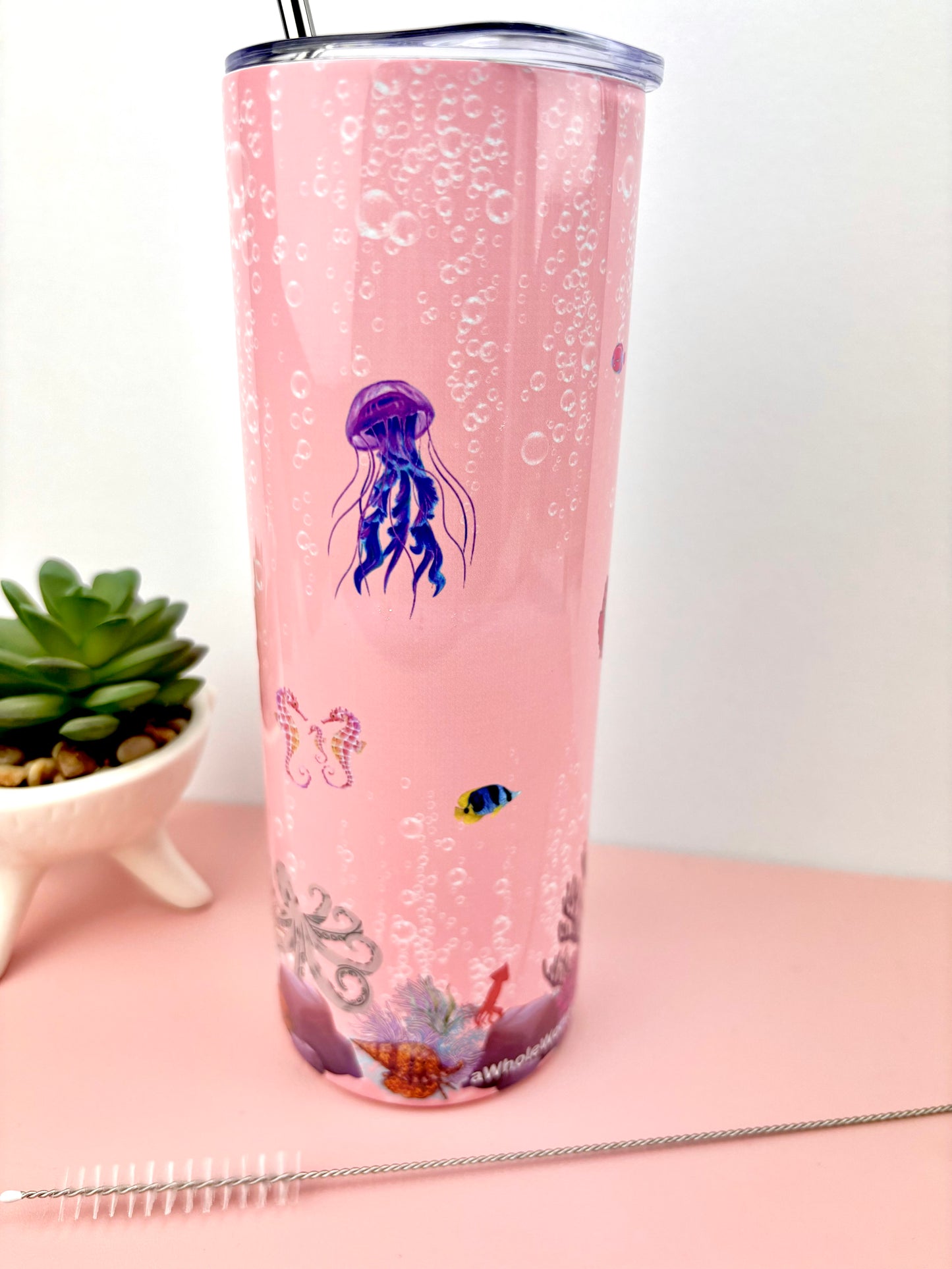 Metal Tumbler Aquatic Pink Themed