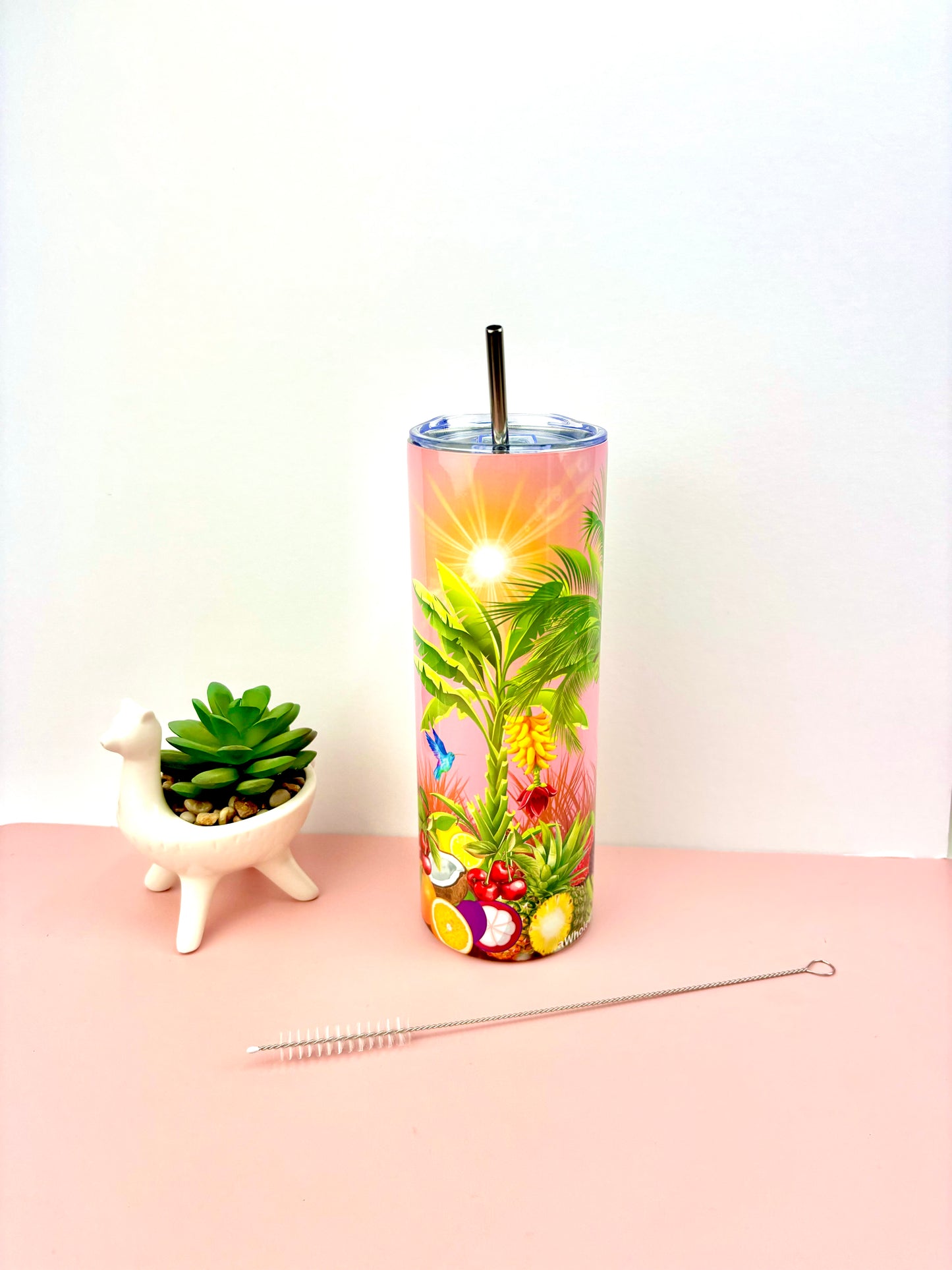 Metal Tumbler Tropically Pink Themed