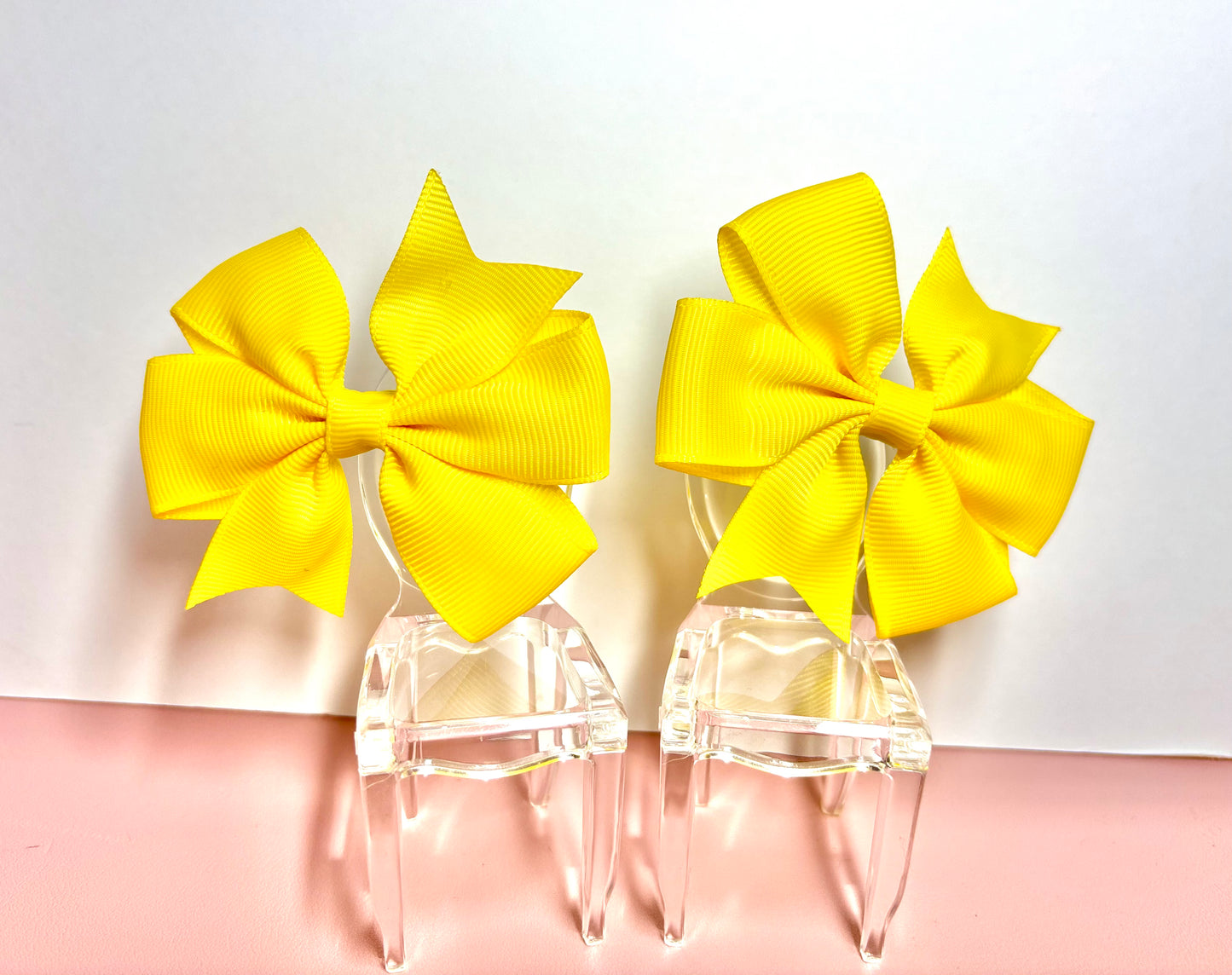 Hair Bows (Pair) - Yellow- Personalised