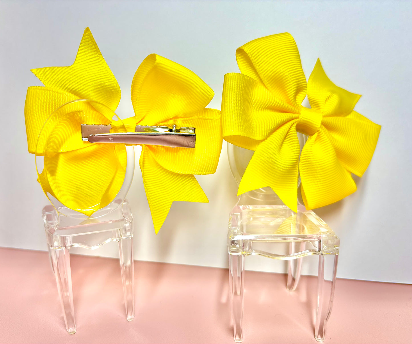 Hair Bows (Pair) - Yellow- Personalised