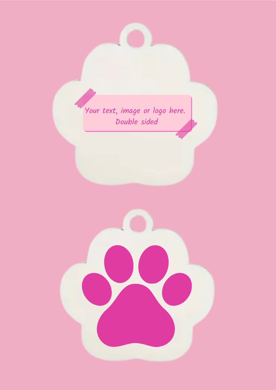 Pet Name Tag - Double-Sided - Personalised - Paw-Shaped