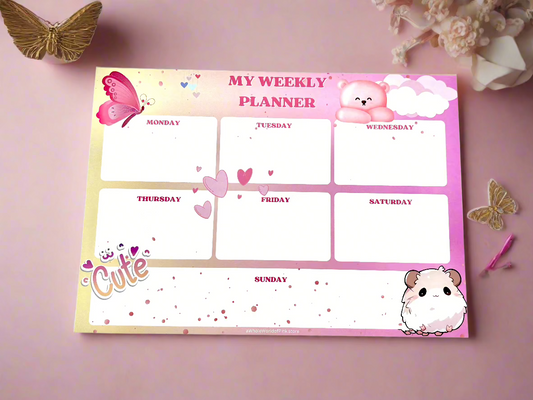 Weekly Agenda Heavenly Pink Themed Design 120gsm