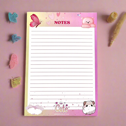 A5 Lined Note Pad Heavenly Pink Themed 50 Pages 120gsm