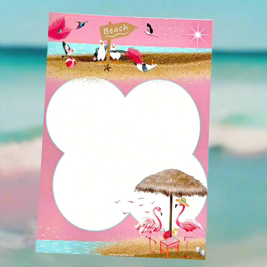 A6 Memo-Pad Pink by the Ocean Themed 50pages 120gsm