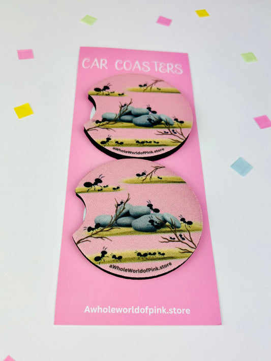 Car Coasters Marching Pink by Pink Themed (Pack of 2)