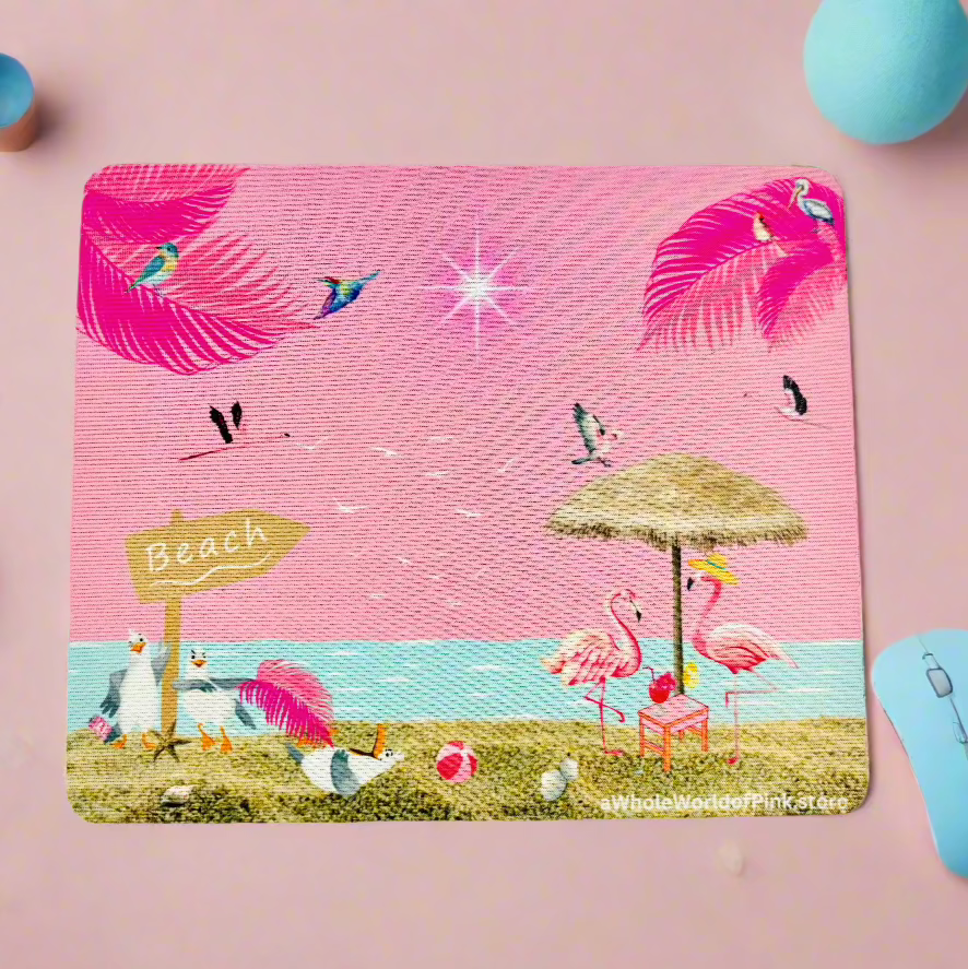 Mouse Pad Pink by the Ocean Themed