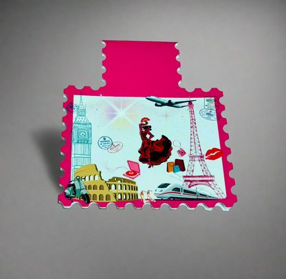 Magnetic Bookmark Laminated Pink Travels 300gsm