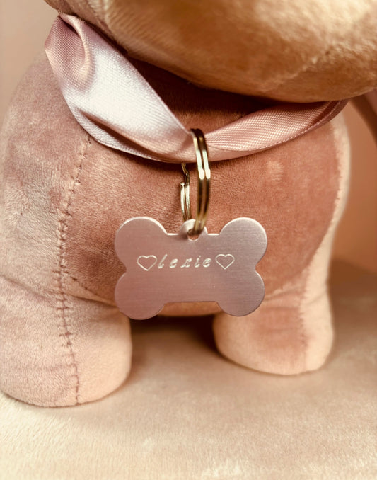 Pet Name Tag - Pink - Engraved - Personalised - Bone-Shaped